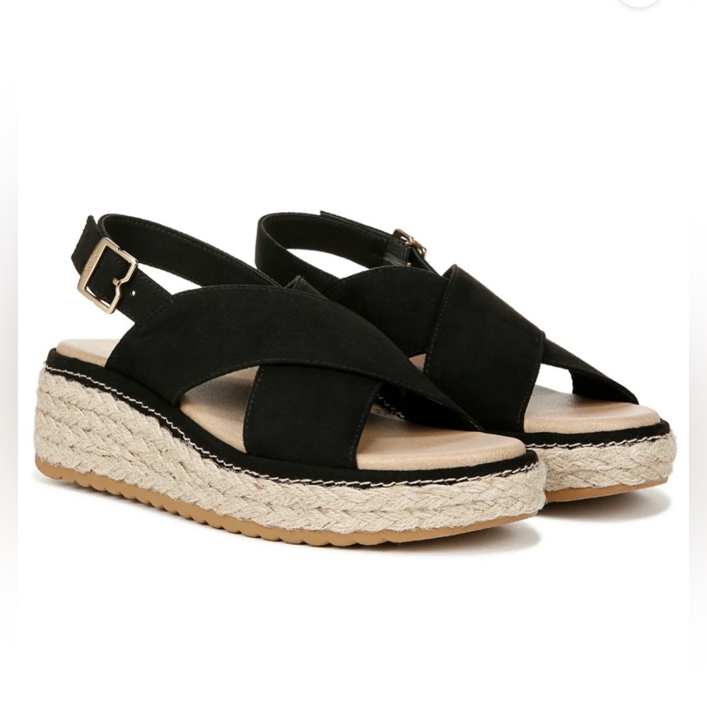 Dr. Scholl's Shoes Womens Ember Faux Suede Platform Slingback Sandals